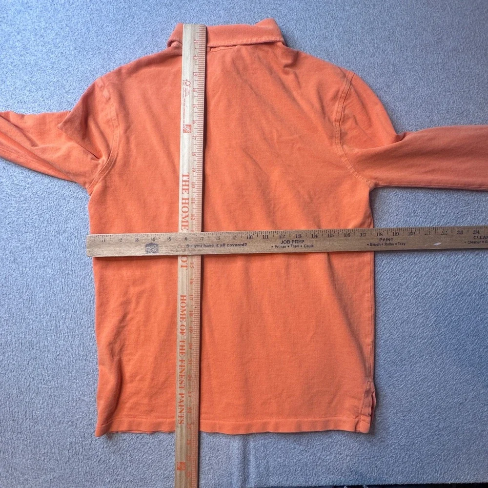 Polo Ralph Lauren Polo Shirt Mens S Orange Featherweight Mesh Long Sleeve Pocket